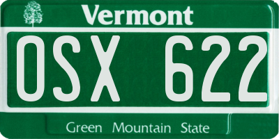 VT license plate OSX622