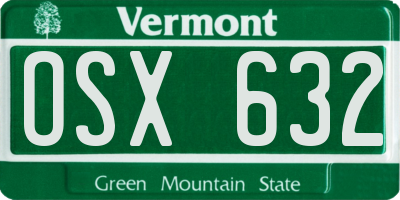 VT license plate OSX632