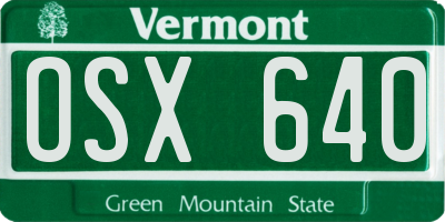 VT license plate OSX640