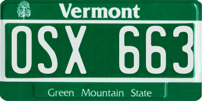 VT license plate OSX663