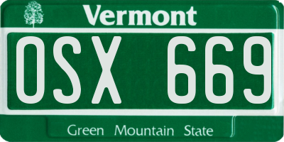 VT license plate OSX669