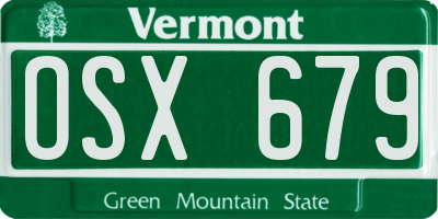 VT license plate OSX679