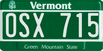 VT license plate OSX715