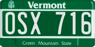 VT license plate OSX716