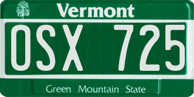 VT license plate OSX725