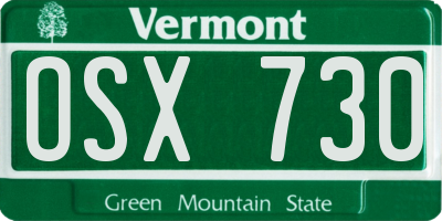 VT license plate OSX730