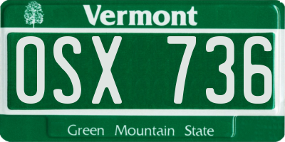 VT license plate OSX736