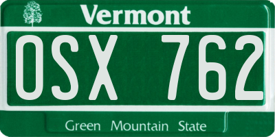 VT license plate OSX762