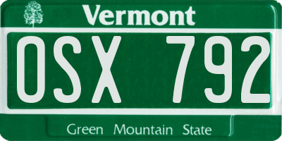 VT license plate OSX792