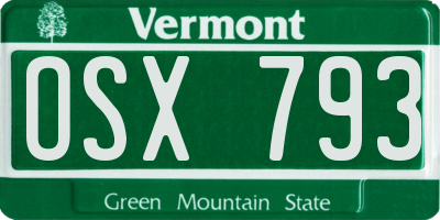VT license plate OSX793