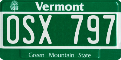 VT license plate OSX797