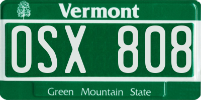 VT license plate OSX808