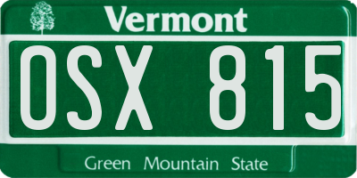 VT license plate OSX815