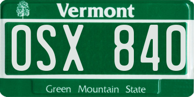 VT license plate OSX840