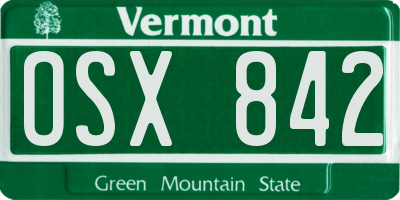 VT license plate OSX842
