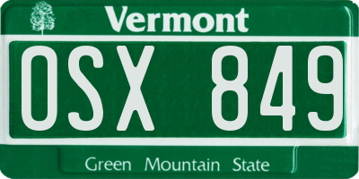 VT license plate OSX849