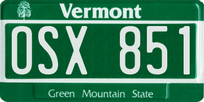 VT license plate OSX851