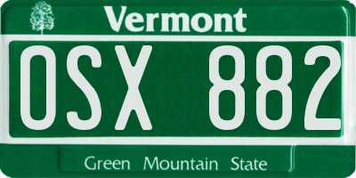 VT license plate OSX882