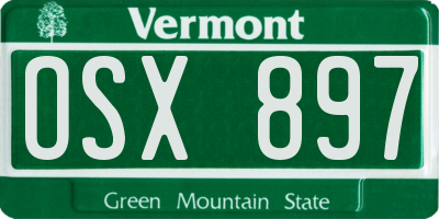 VT license plate OSX897