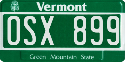 VT license plate OSX899