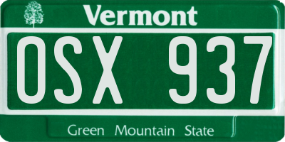 VT license plate OSX937