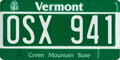 VT license plate OSX941