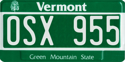 VT license plate OSX955