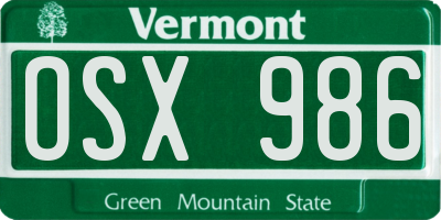 VT license plate OSX986