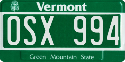 VT license plate OSX994