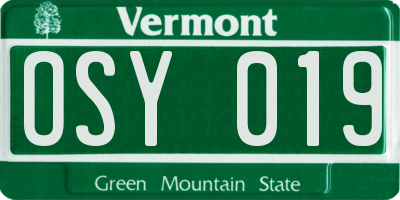 VT license plate OSY019