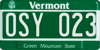 VT license plate OSY023