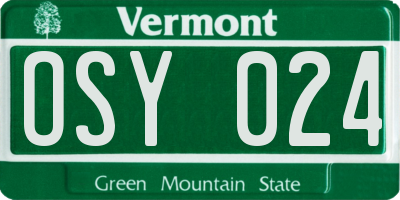 VT license plate OSY024
