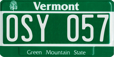 VT license plate OSY057