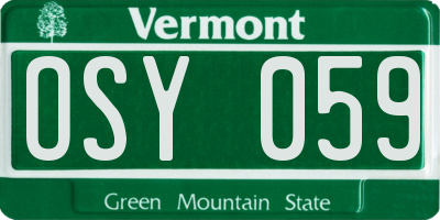 VT license plate OSY059