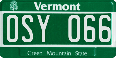VT license plate OSY066