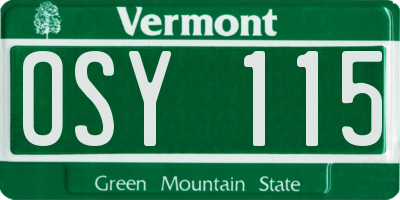 VT license plate OSY115