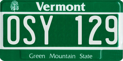 VT license plate OSY129