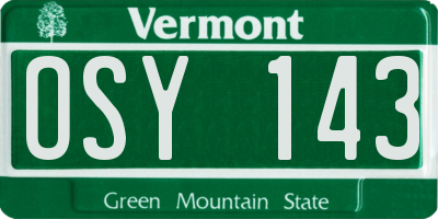VT license plate OSY143