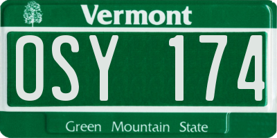 VT license plate OSY174