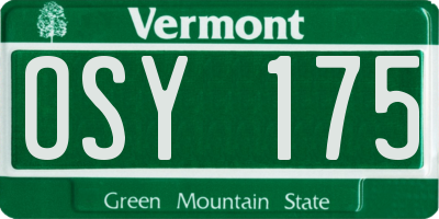 VT license plate OSY175