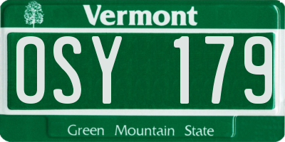 VT license plate OSY179