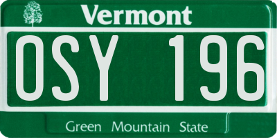 VT license plate OSY196
