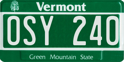 VT license plate OSY240