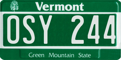 VT license plate OSY244