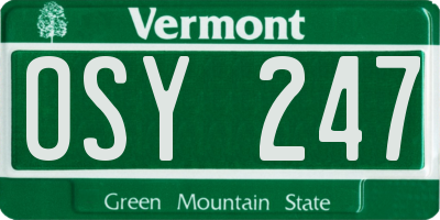VT license plate OSY247