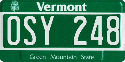 VT license plate OSY248