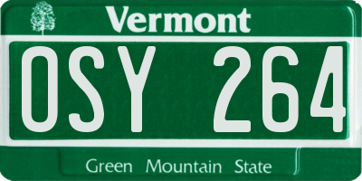 VT license plate OSY264