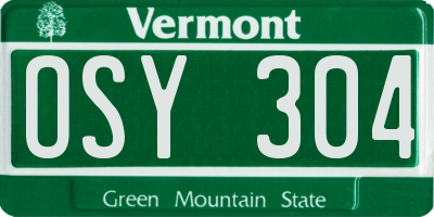 VT license plate OSY304