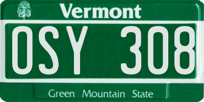 VT license plate OSY308