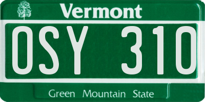 VT license plate OSY310